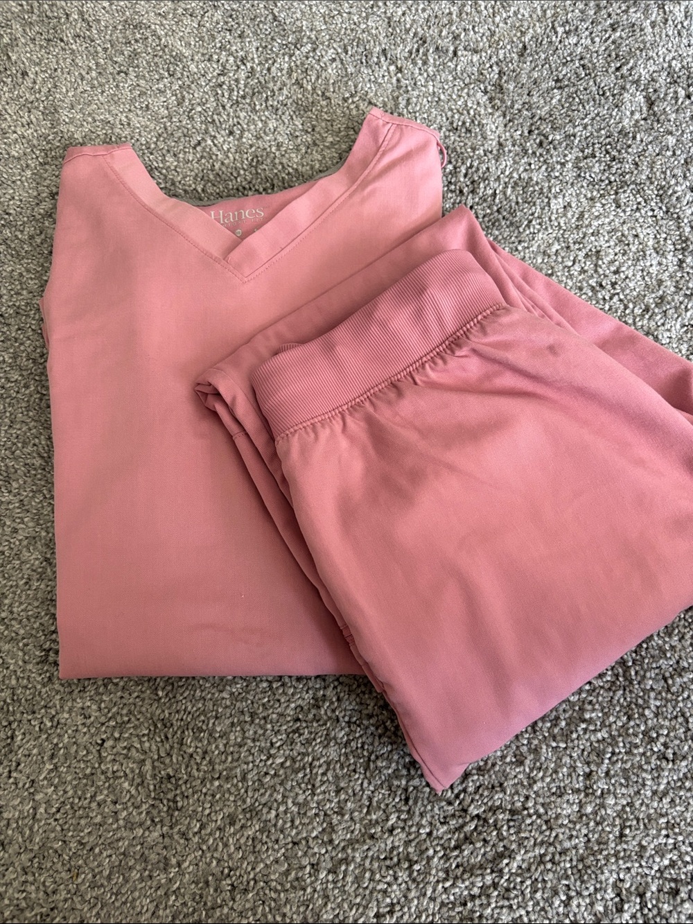 Hanes Dusty Pink scrub set.
